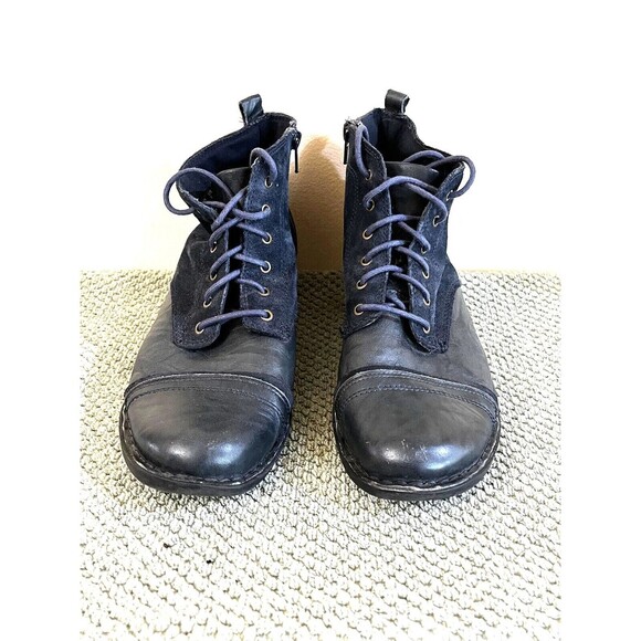 Clarks Shoes - Clarks Women's Blue Leather Zip Lace Up Ankle Boots Sz 9.5 W Sty 26104717